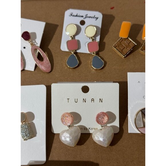 Beonon Earrings Set for Women 10 Pairs Geometric Drop Oil Earrings Japan Korea - Picture 6 of 7